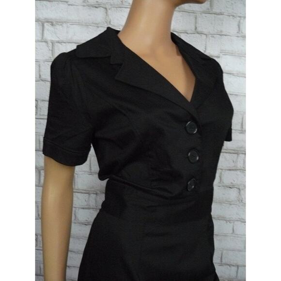 Alexia Admor Black Button Bodice Stretch Sheath Shirt Dress 4 NEW - Picture 4 of 7